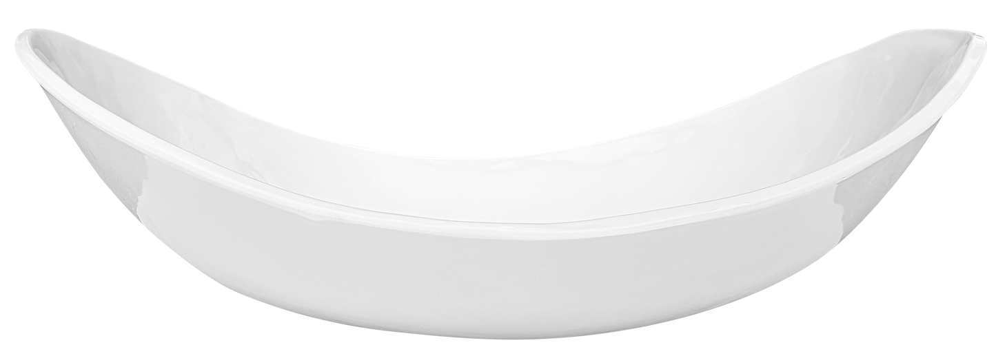 Oblong Crescent Melamine Serving Bowl: White