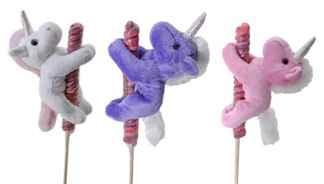 Lollyplush Unicorn w/Rainbow Lollipop-Purple, Pink, White, Aqua
