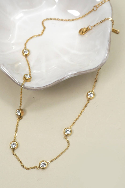 Kim Rhinestone Station Necklace
