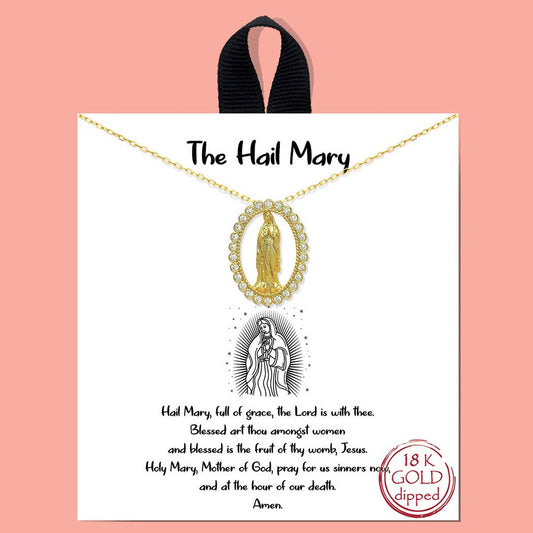 Gold-Dipped The Hail Mary Charm Necklace: GDCRY / One Size