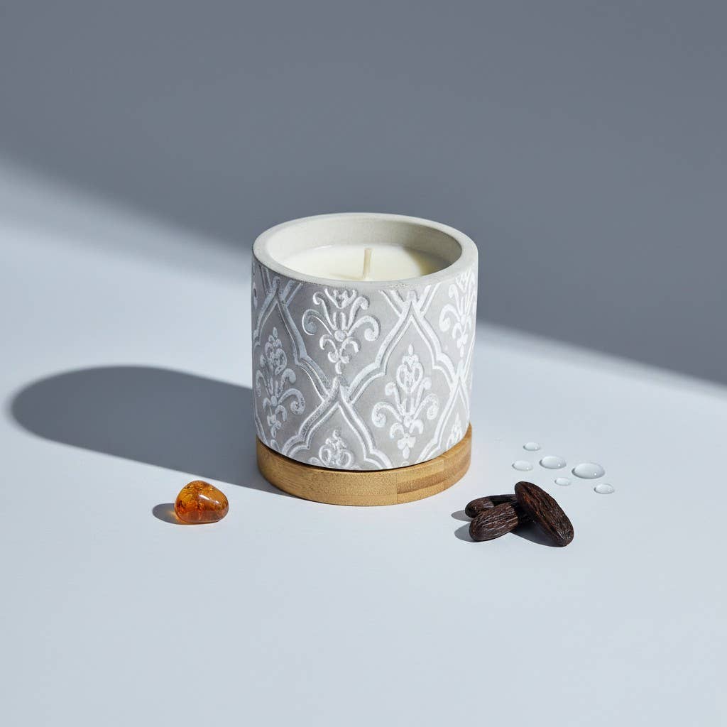 3 oz Damask Stone Candle: White Linen