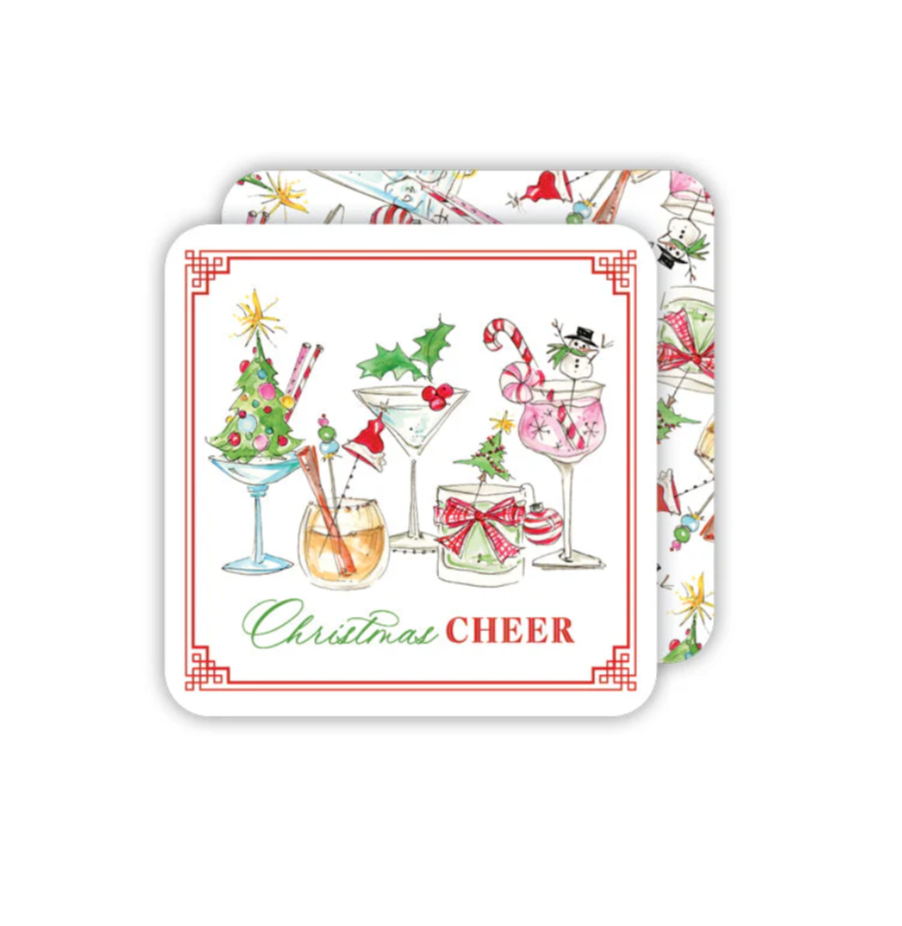 Christmas Cheer Cocktails Paper Coasters