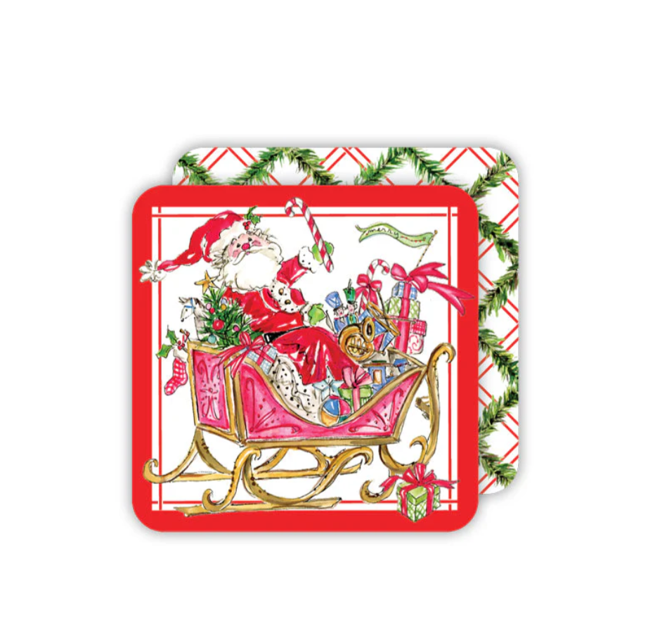 Santa Sleigh Paper Coasters