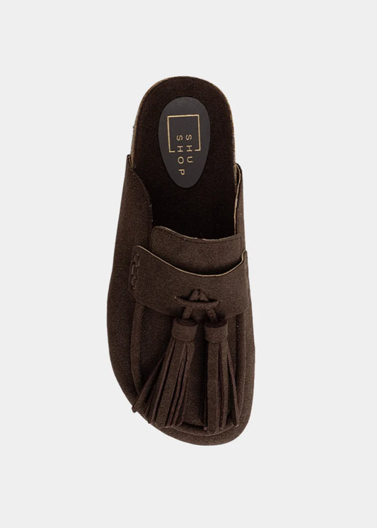 Ariana Brown Suede Clog Sandal