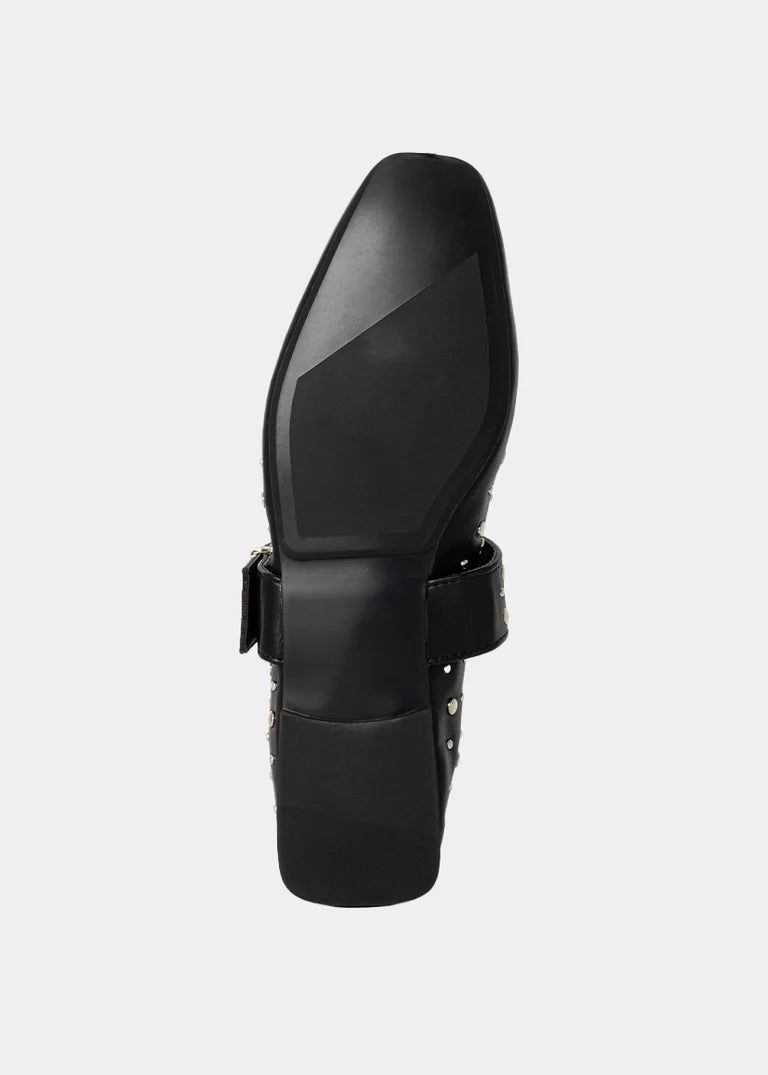 Avril Black Studded Mary Jane Flat