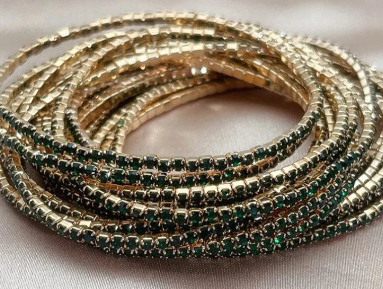Final Sale Coastal Grit Shimmer Bracelet Set of 12-Emerald