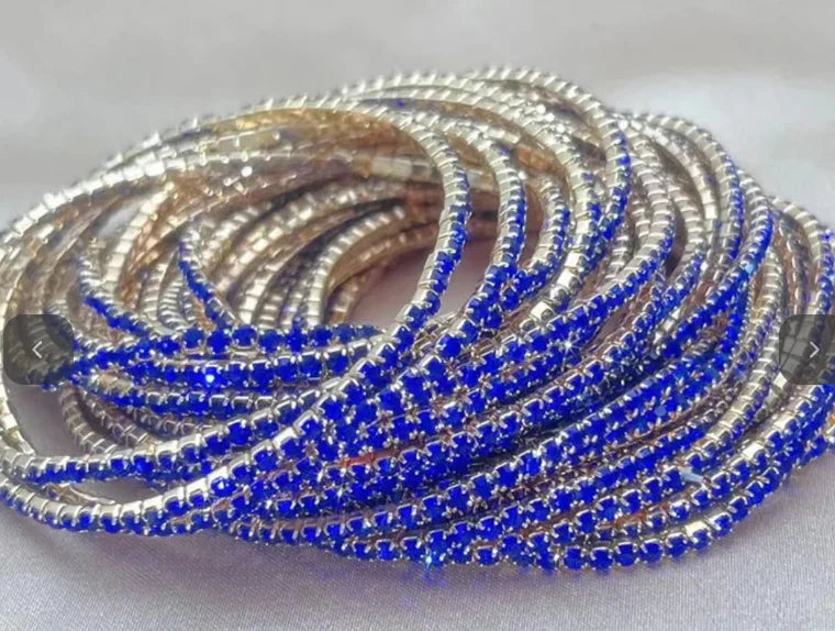 Final Sale Coastal Grit Shimmer Bracelet Set of 12-Red & Sapphire