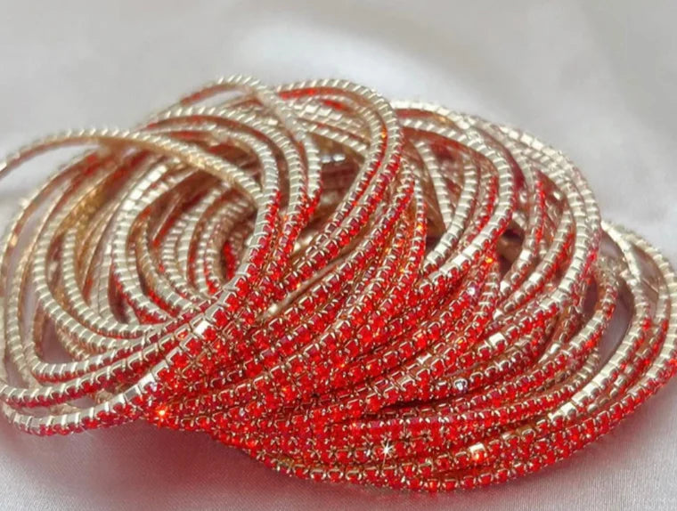 Final Sale Coastal Grit Shimmer Bracelet Set of 12-Red & Sapphire