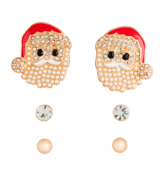 Holiday Stud Earring Sets- Santa