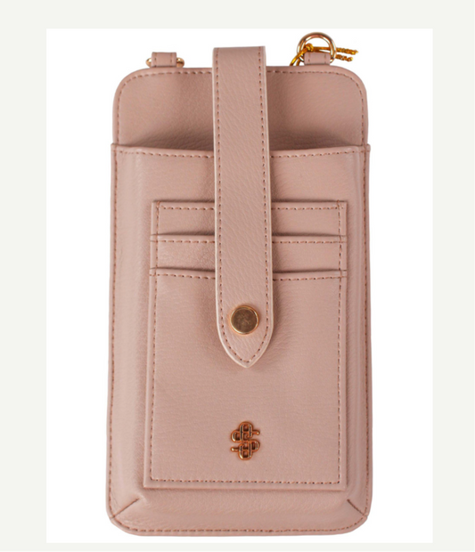 Leather Snap Crossbody Bag - Almond