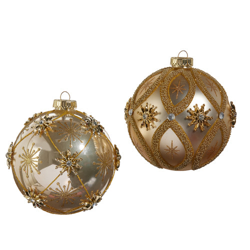 Gold Star & Jewel Ball Ornament