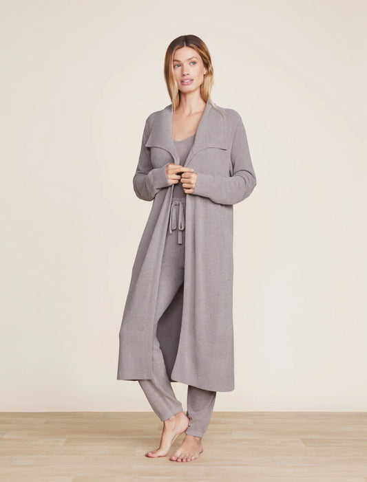 Barefoot Dreams Ultra Lite Wide Collar Long Cardigan In Pewter