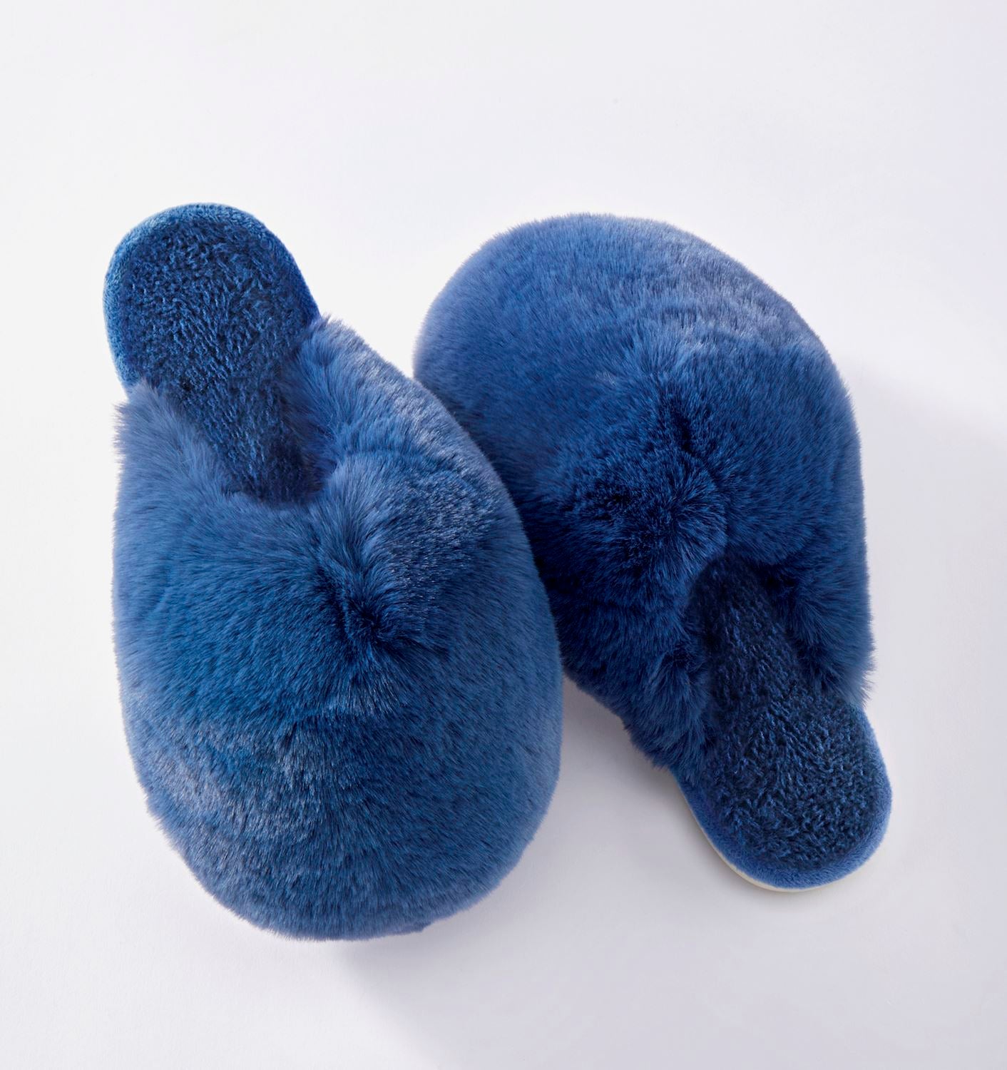 Faux Fur Bubble Slippers - Blue