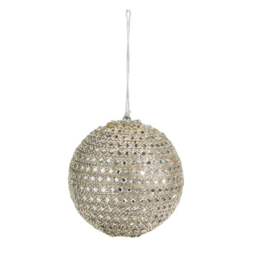 Silver Jeweled Ball Ornament