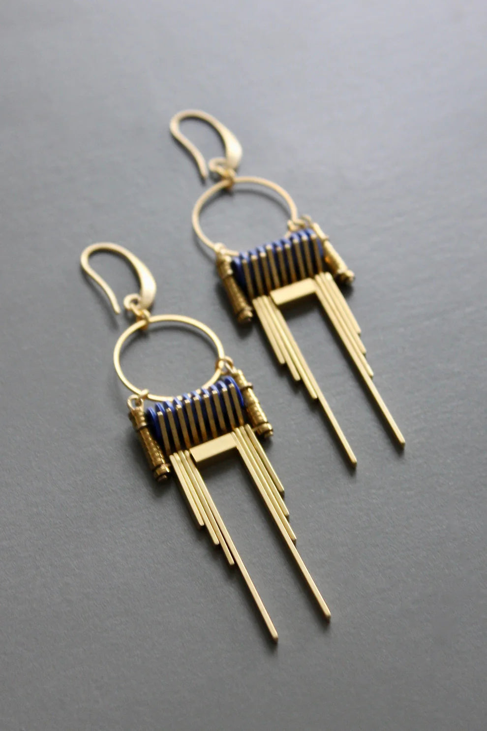 FINAL SALE David Aubrey- Blue and Brass Earrings