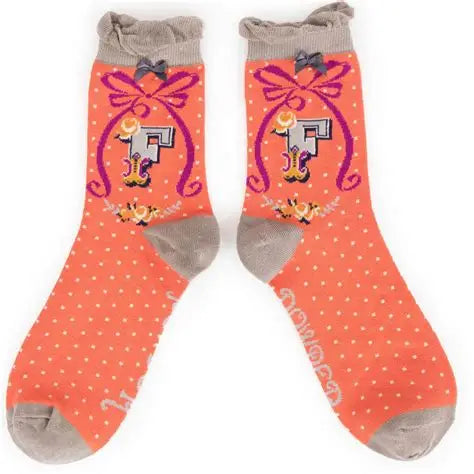 FINAL SALE Powder Initial Ankle Socks- F, I, N, O, Q, X, Y, Z