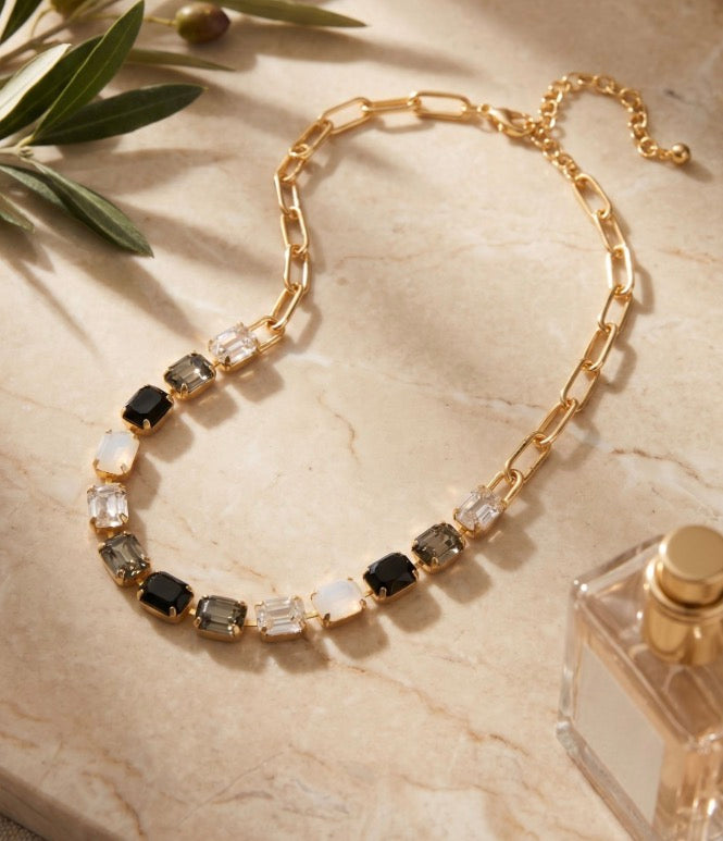 Octavia Paperclip Tennis Necklace-Starry Night