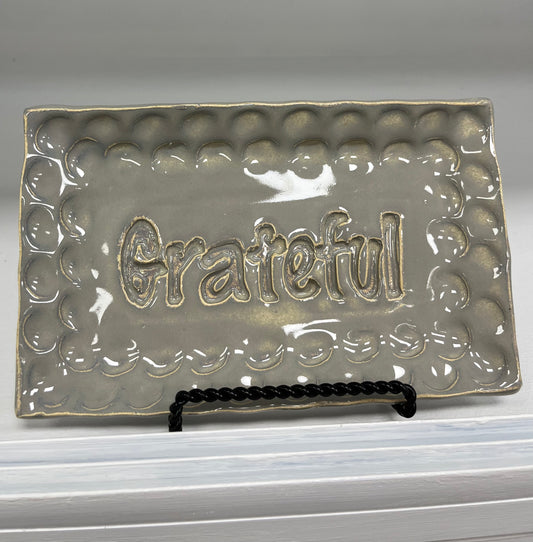 FP Rectangular "Grateful" Dish in Morning Mist