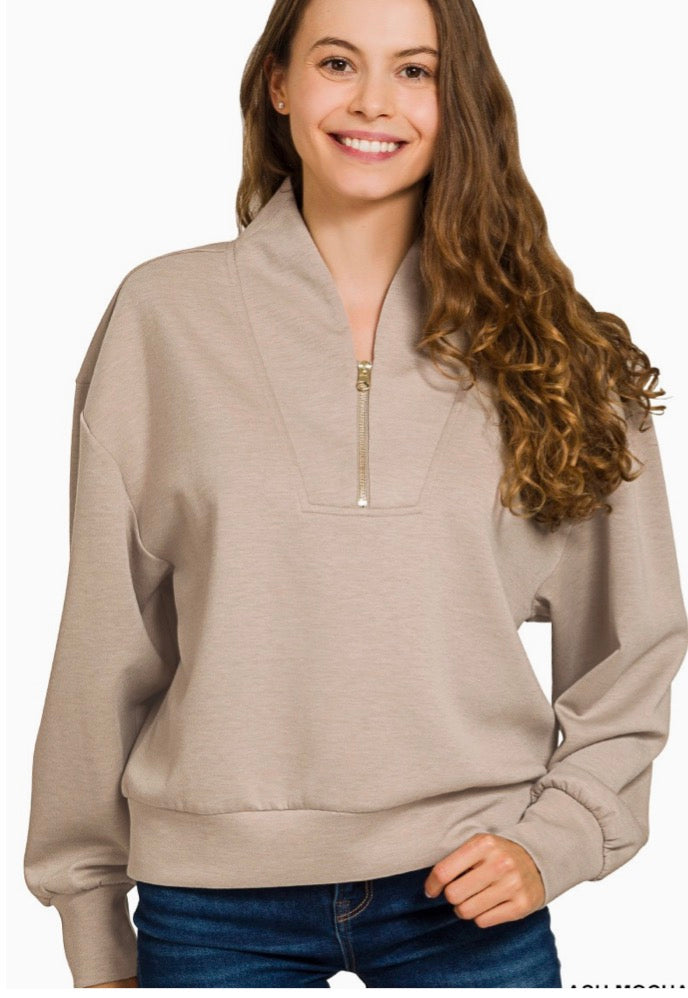 Scuba Half Zip Pullover-Ash Mocha
