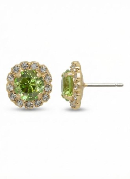 Haute Halo Stud Earring-Peridot