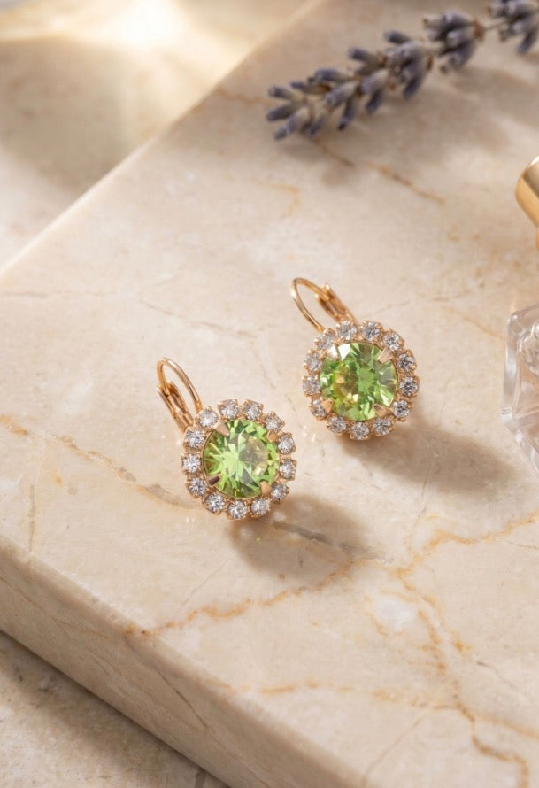 Haute Halo Dangle Earrings-Peridot