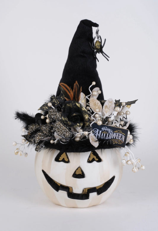 Lighted White Fiber Optic Pumpkin