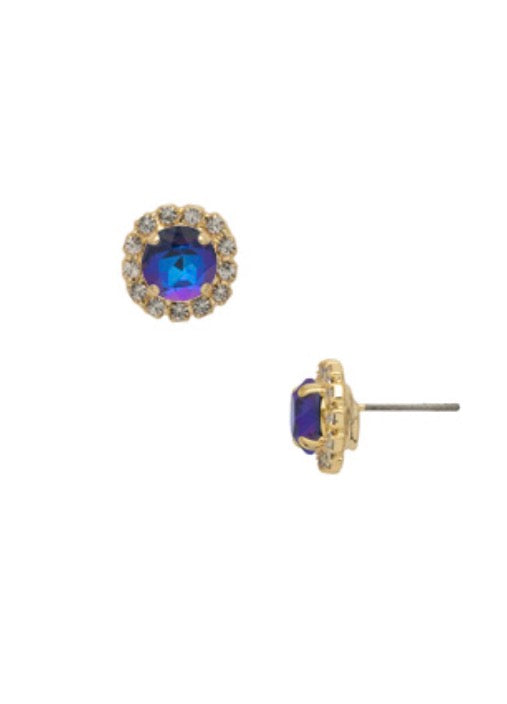 Haute Halo Stud Earring-Royal Blue Delite