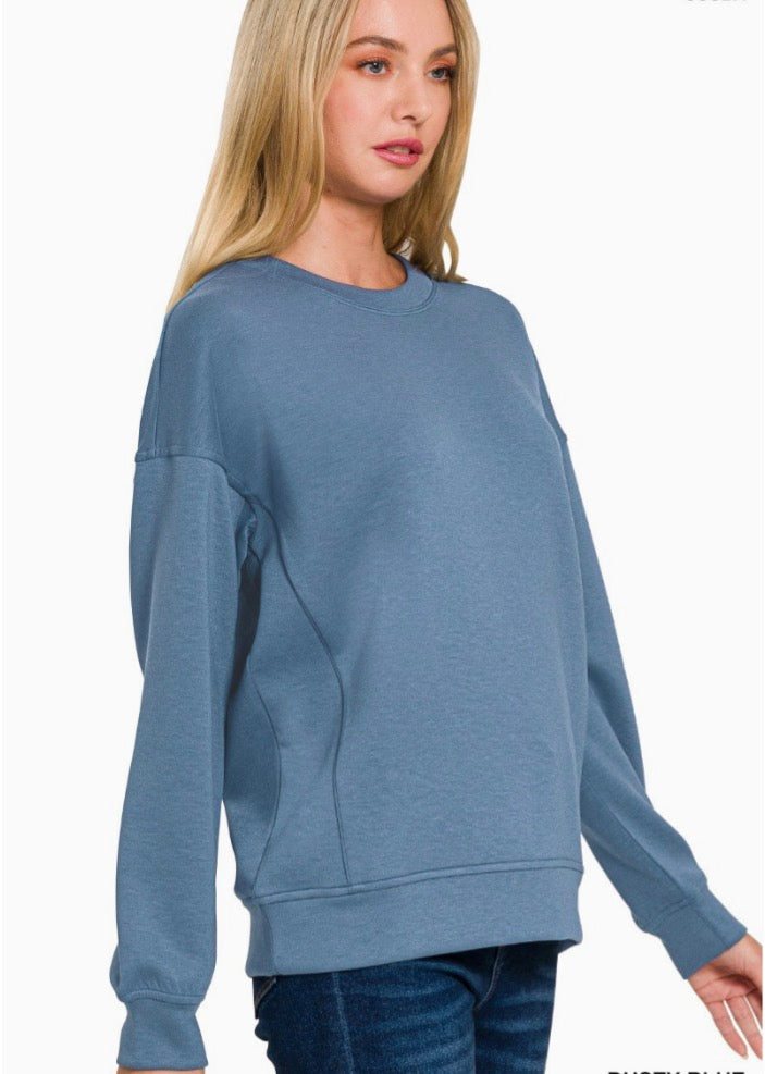 Scuba Sweatshirt-Dusty Blue