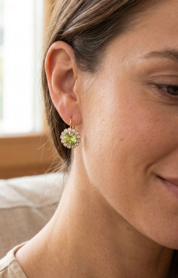 Haute Halo Dangle Earrings-Peridot