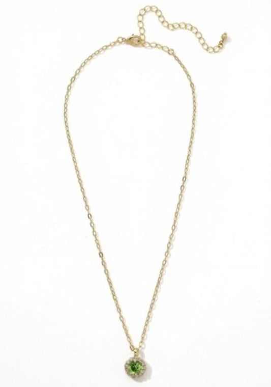 Haute Halo Pendant Necklace-Peridot