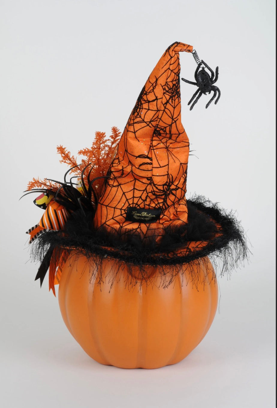 Lighted Pumpkin with Orange Hat