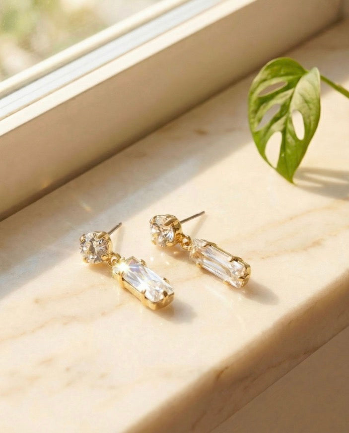 Bindi Studded Dangle Earrings-Crystal