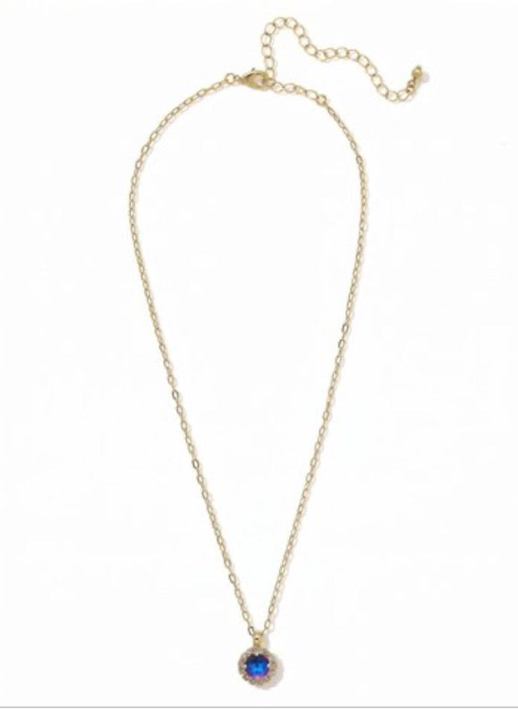 Haute Halo Pendant Necklace-Royal Blue Delite