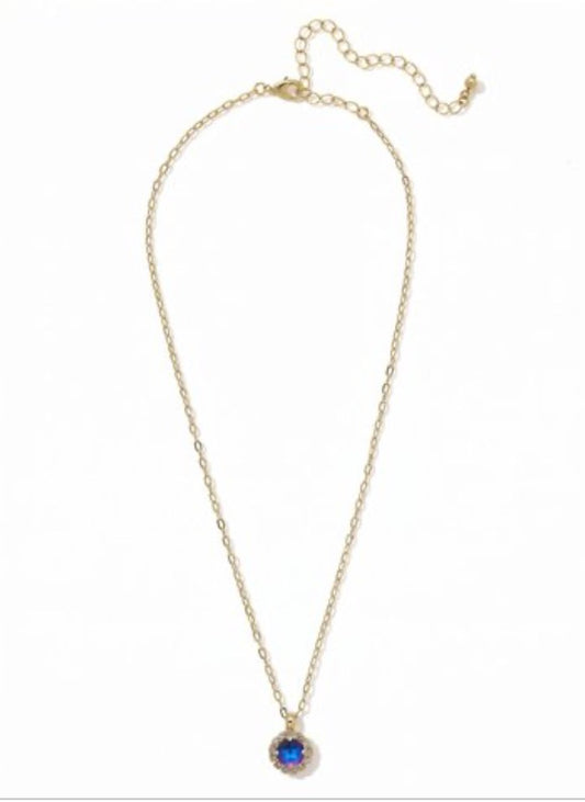 Haute Halo Pendant Necklace-Royal Blue Delite