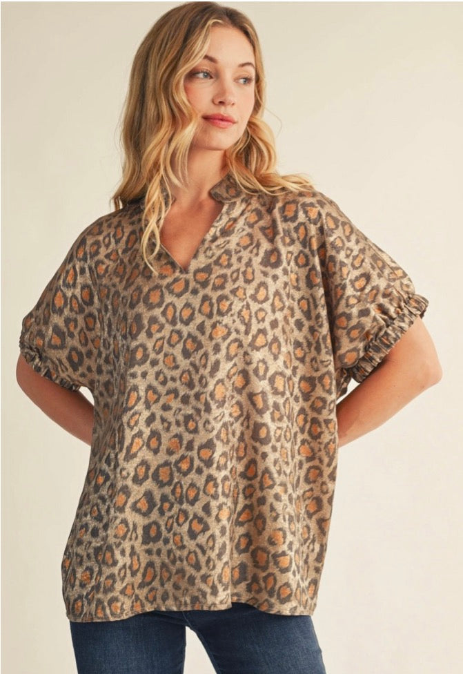 Metallic Leopard Top