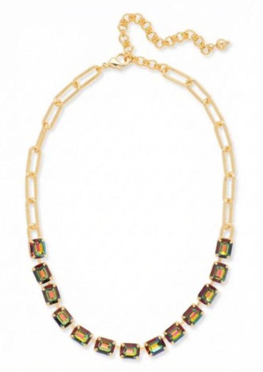 Octavia Paperclip Tennis Necklace-Volcano