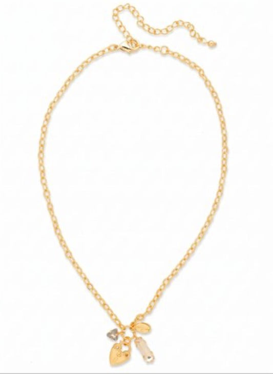 Heart Lock Charm Necklace-City Neutral