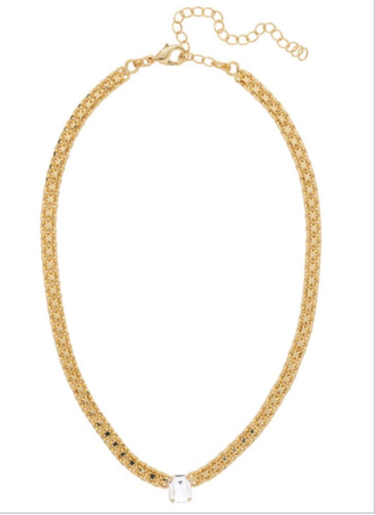 Octavia Single Crystal Tennis Necklace-Crystal