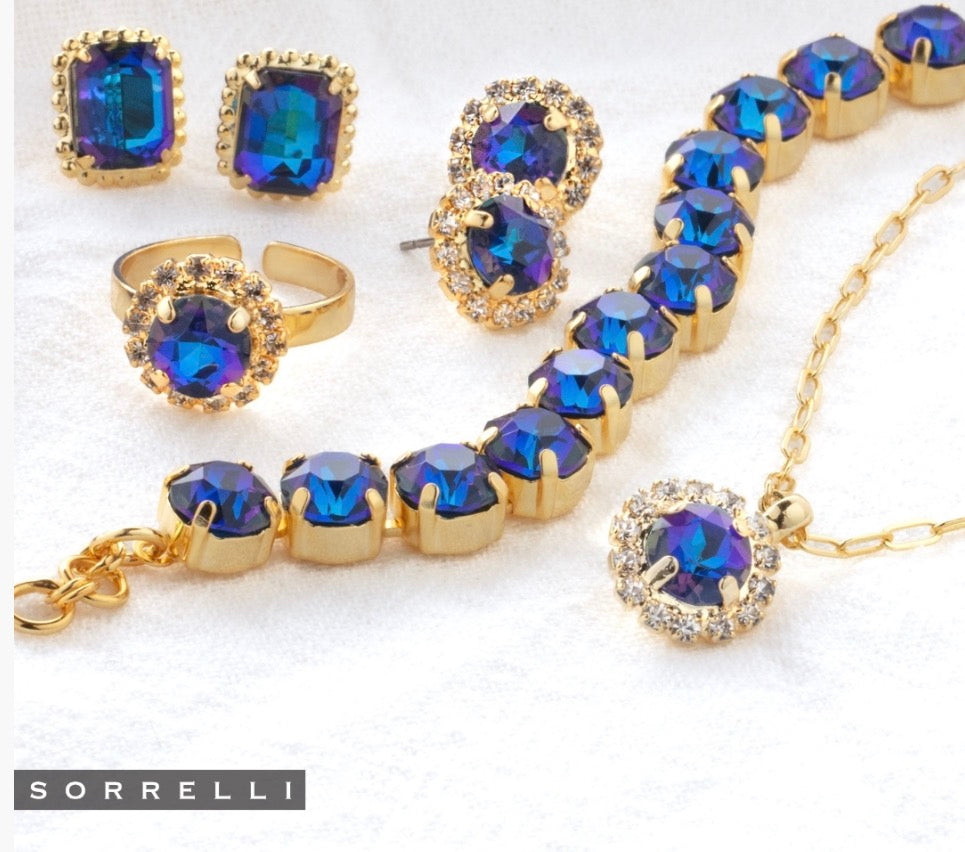 Haute Halo Stud Earring-Royal Blue Delite