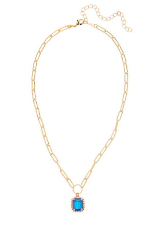Octavia Scalloped Pendant Necklace-Royal Blue Delite