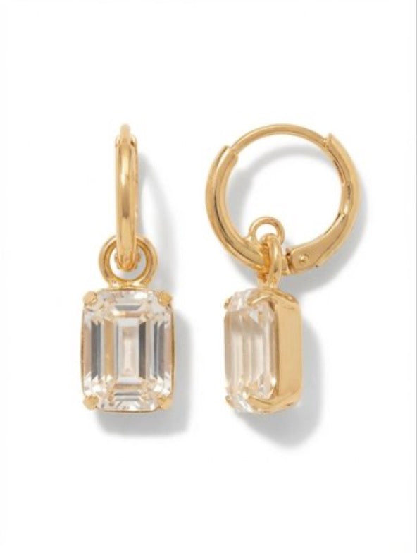 Octavia Huggie Hoop Earrings-Crystal