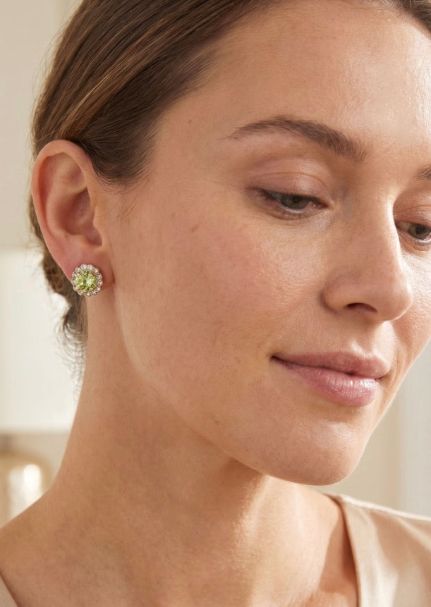 Haute Halo Stud Earring-Peridot