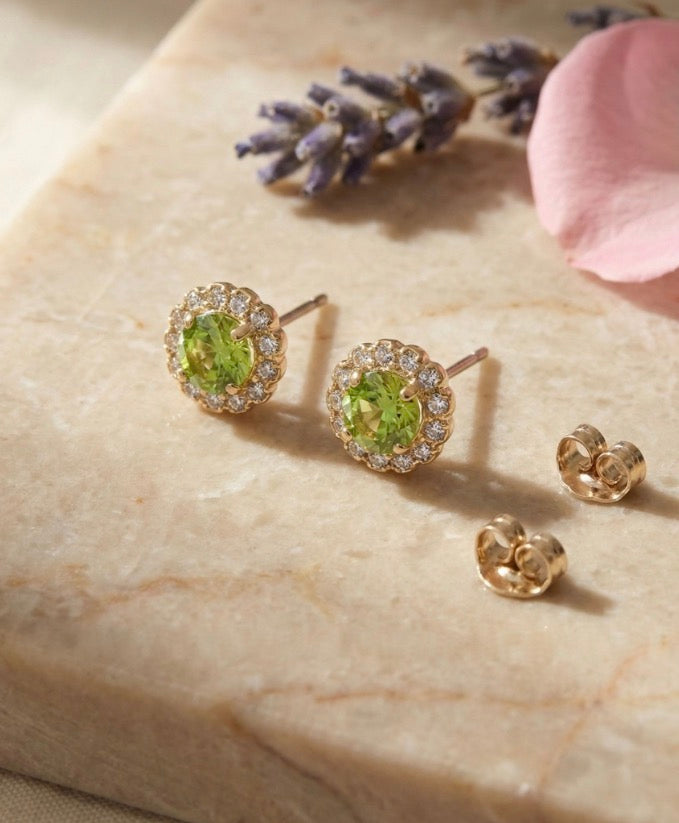 Haute Halo Stud Earring-Peridot
