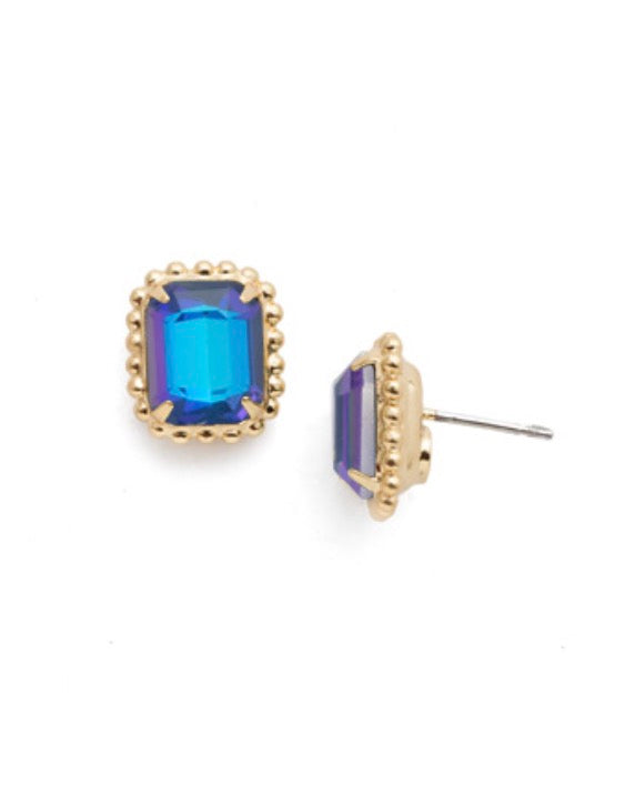Octavia Scalloped Stud Earrings-Royal Blue Delite