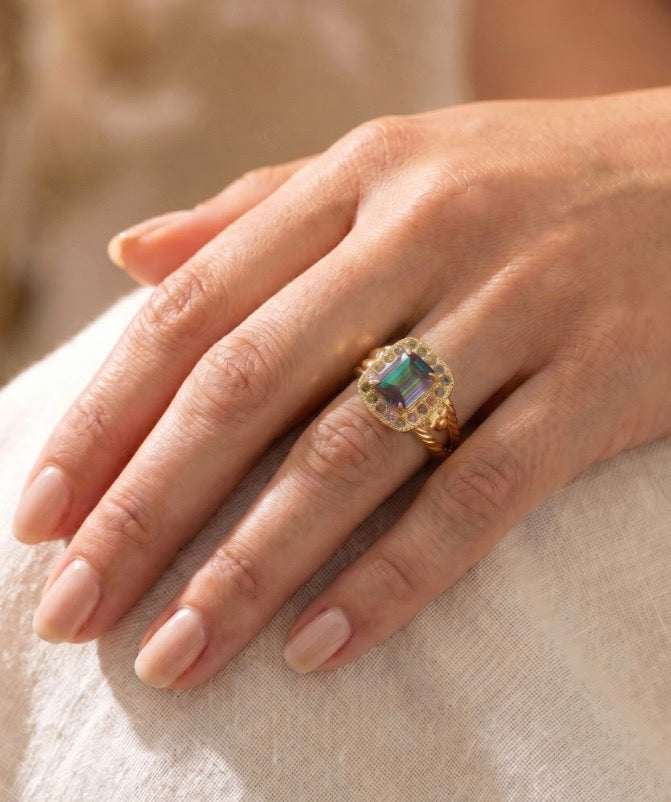 Opulent Octagon Cocktail Ring-Volcano