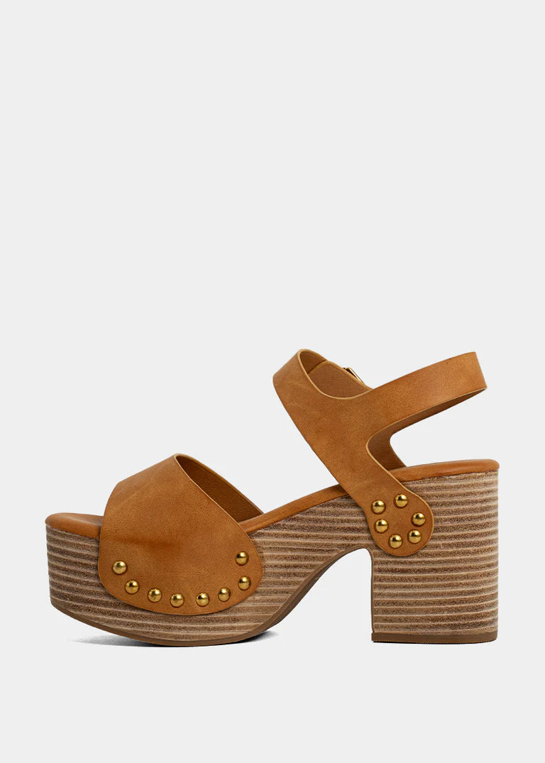Gia Retro Platform Sandal-Camel