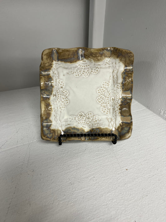 FP Square Candle Holder in Ivory Linen