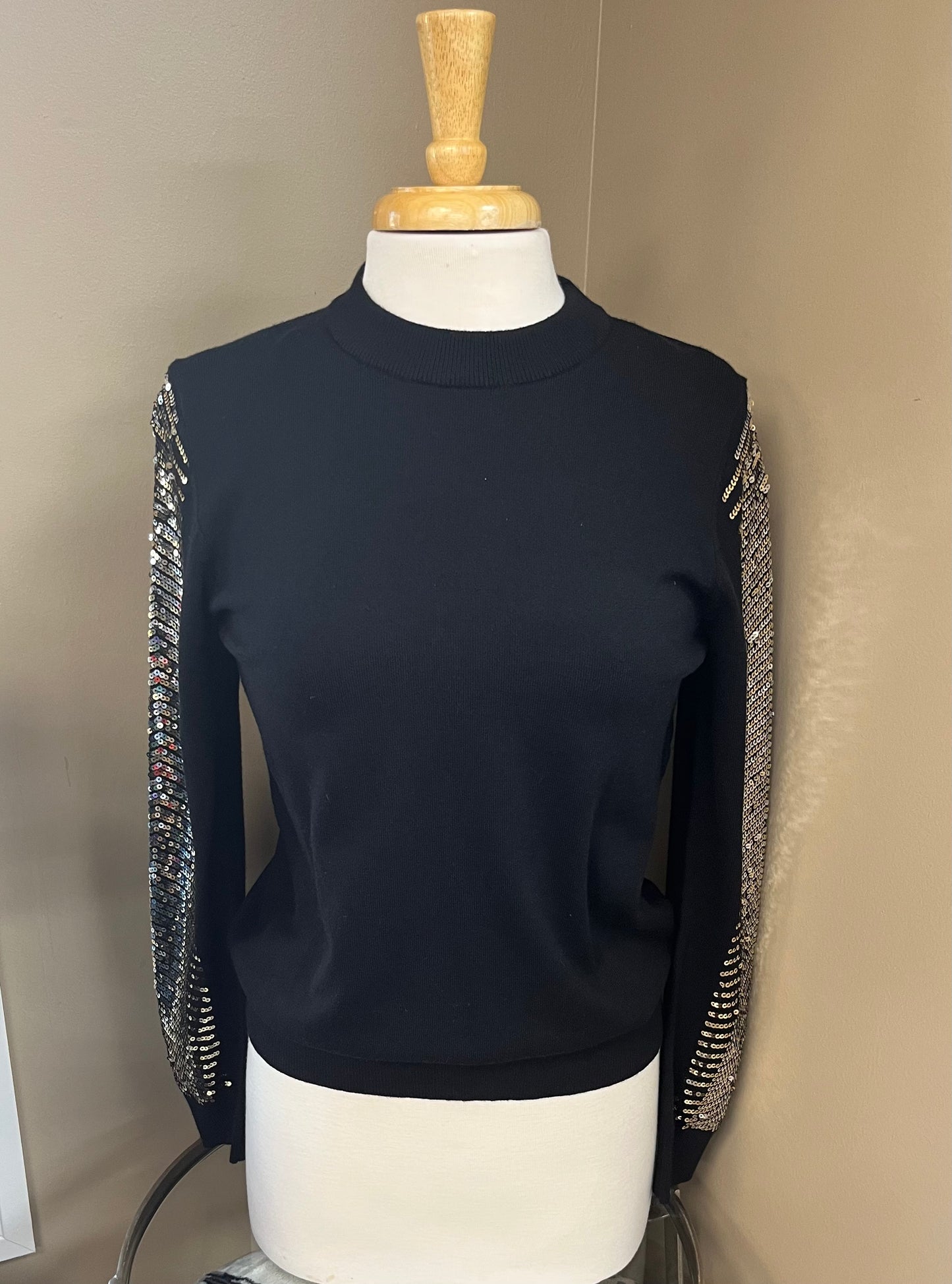FINAL SALE Black Sequined Sweater