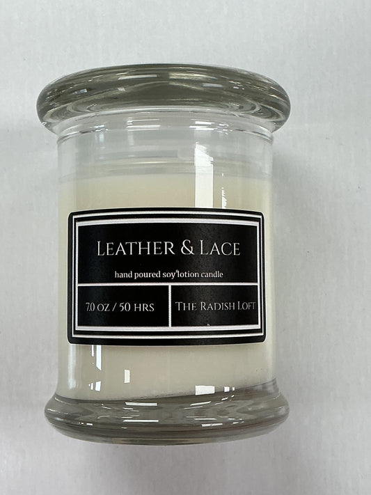 Hand poured soy lotion candle-7oz-Leather & Lace