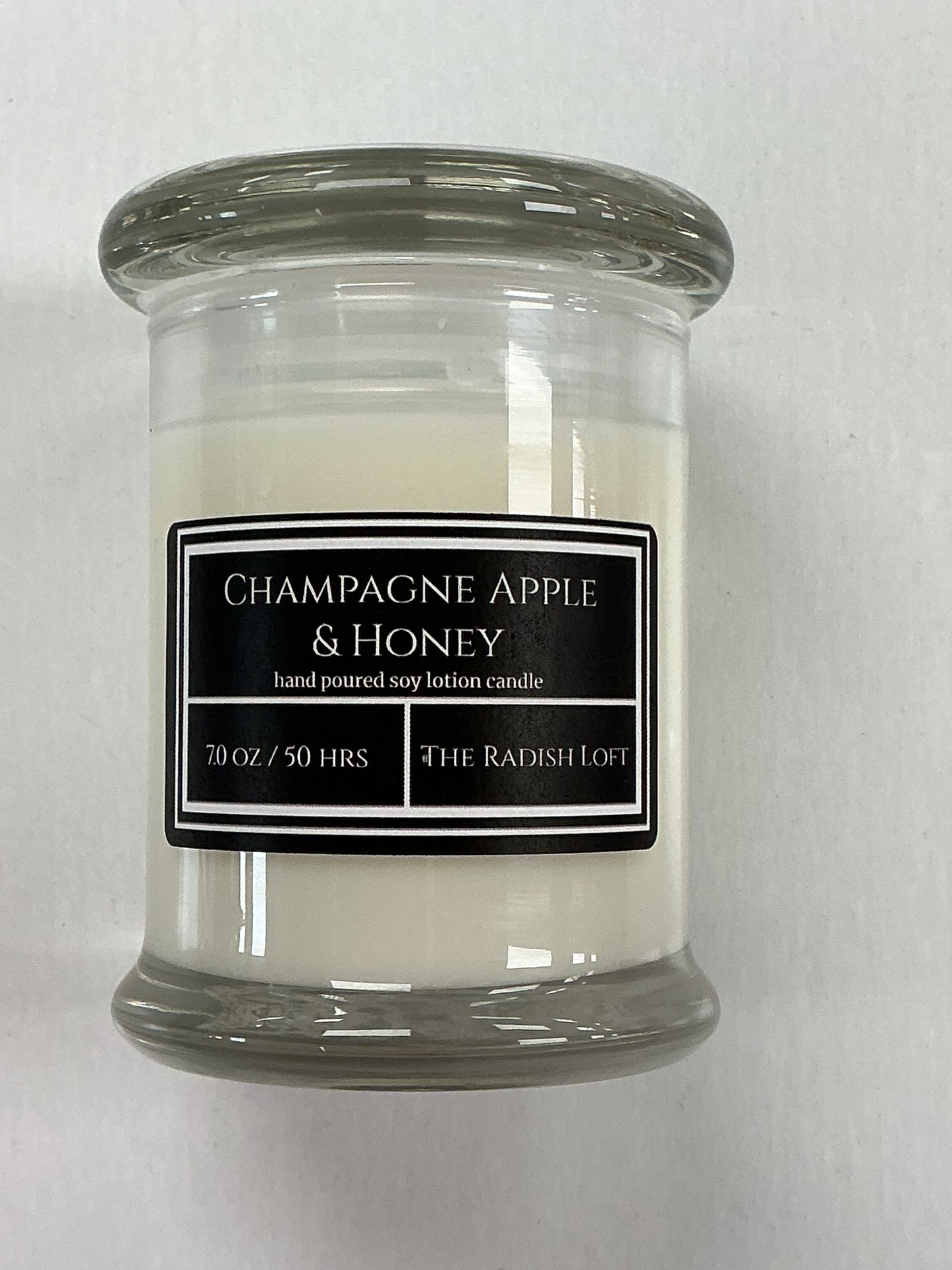 Hand poured soy lotion candle-7oz-Champagne Apple & Honey